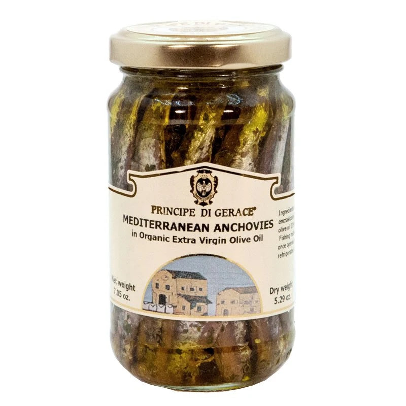 Principe di Gerace Mediterranean Anchovies (whole) in Organic Extra Virgin Olive Oil