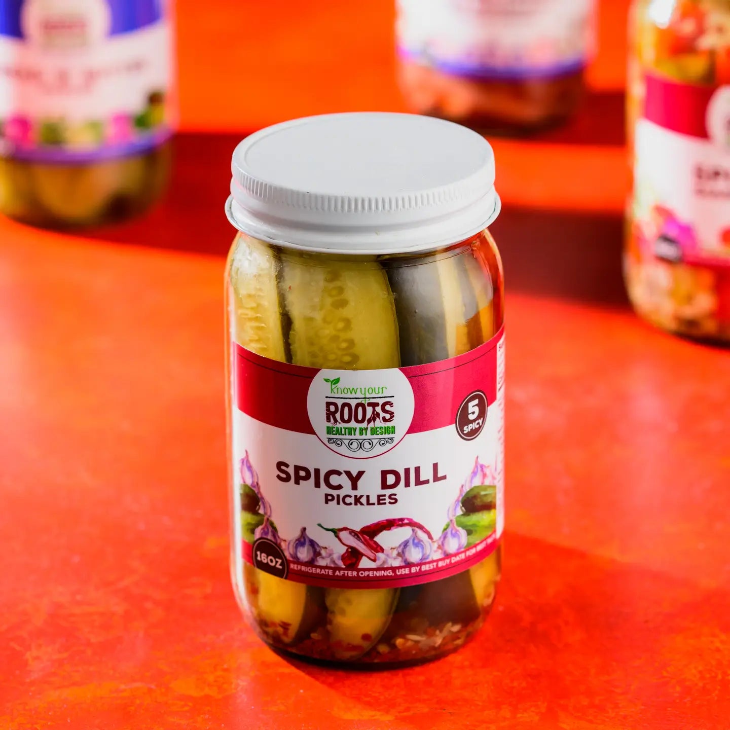 Know Your Roots Spicy Garlic Dill Pickles